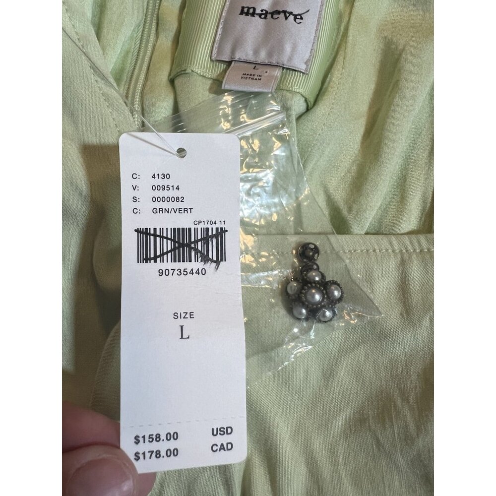 Maeve Anthropologie Mini Dress Size Large Sleeveless Volume Hip Green Stretch - Picture 12 of 15